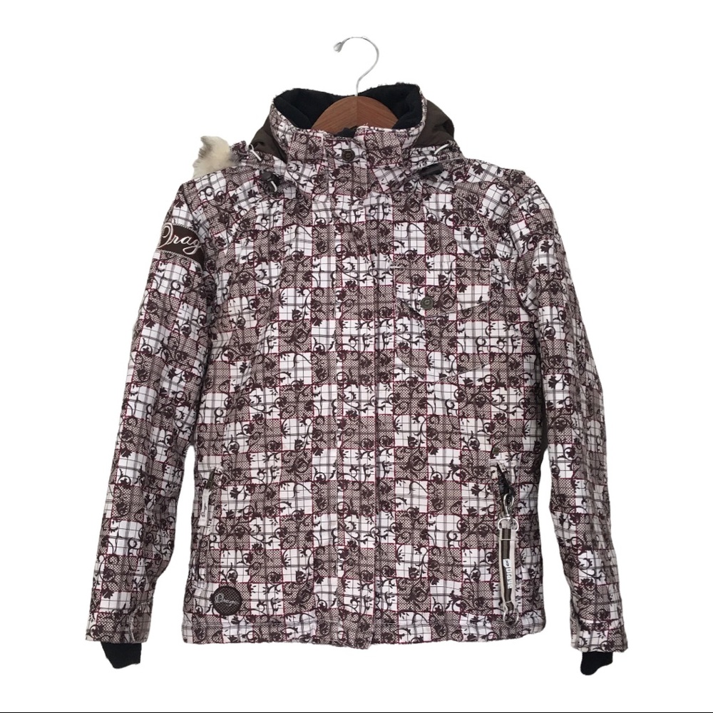 Orage Kids Jacket in Brown and White Pattern